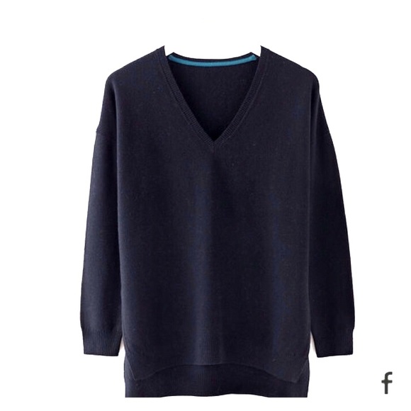 Boden Sweaters - [Boden] Hi-Low V-Neck, Loose Knit Sweater, Black